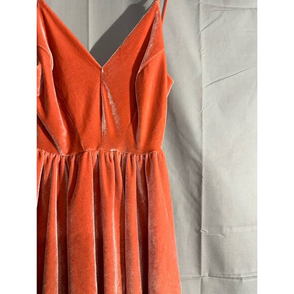 Silence Noise Romper Womens XS Orange Velvet Strappy V Neck Dressy Stretch Party - Picture 6 of 10
